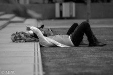 Queen Street Auckland city, black and white photo by Mike Wheelton